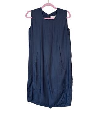 Kuho Blue Grey Shift Mini Dress Womens M Casual Minimalist Capsule Basic Summer